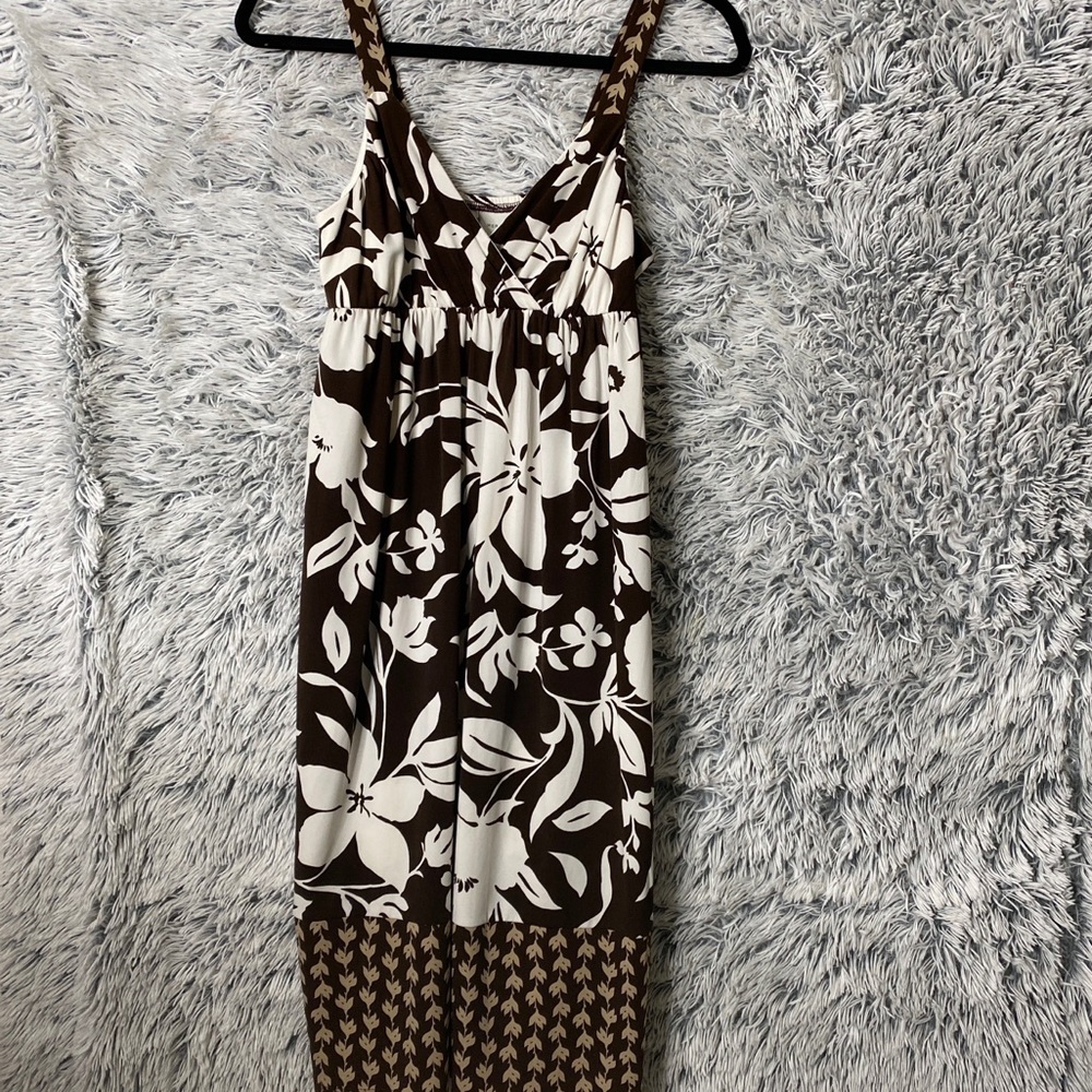 Merona Brown and Cream Summer Dress Xs